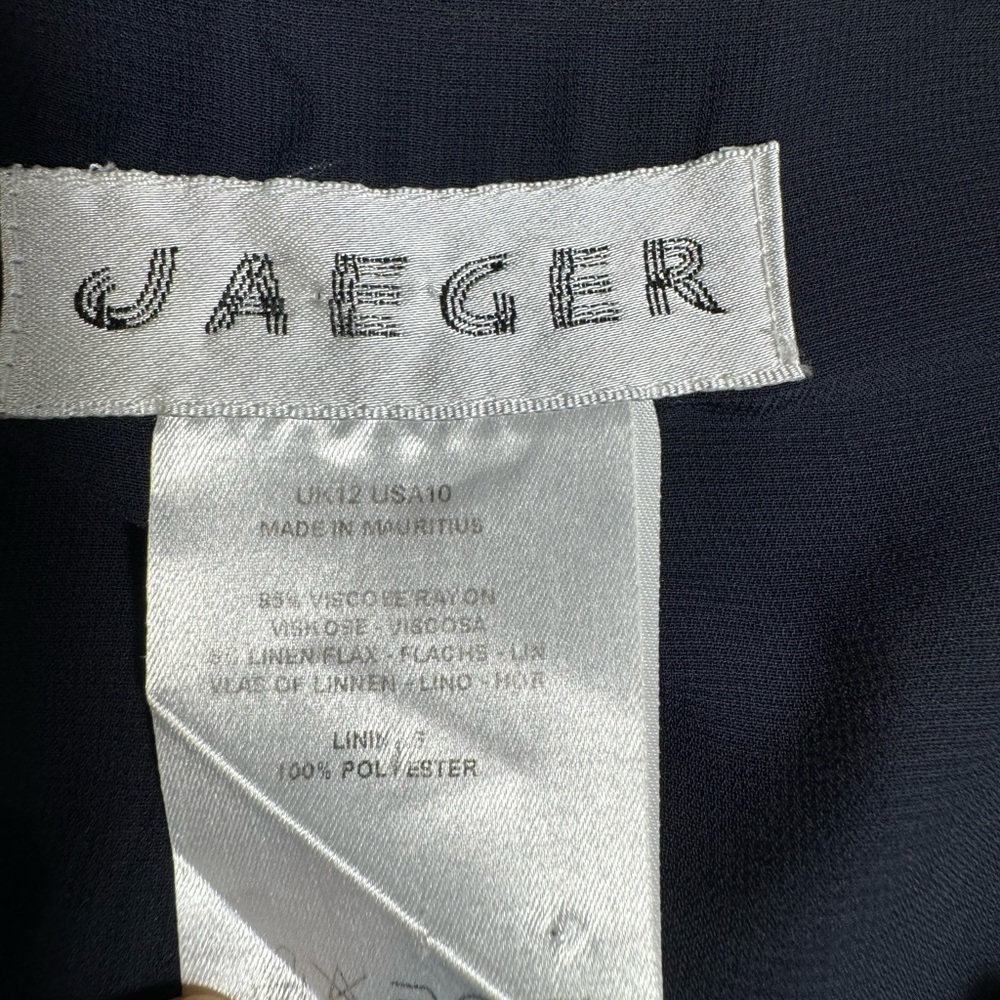 Jaeger Women’s Vintage Floral Heathered Navy Trumpet Pencil Skirt Flax blend 10 - Picture 11 of 14